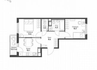 Продаю двухкомнатную квартиру, 48.5 м2, посёлок Шушары