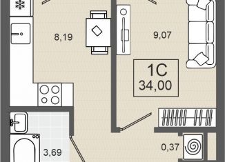1-ком. квартира на продажу, 34 м2, Тюмень