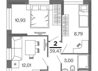 Продам двухкомнатную квартиру, 39.5 м2, Рязань