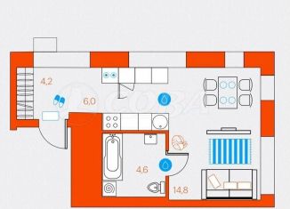 Квартира на продажу студия, 30 м2, Тюмень, улица Ветеранов Труда, 36к1
