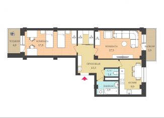 2-комнатная квартира на продажу, 66.5 м2, Красноярский край, Грунтовая улица, 28А