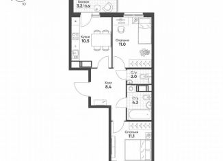 Продажа 2-ком. квартиры, 48.8 м2, посёлок Шушары