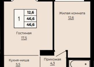 Однокомнатная квартира на продажу, 46.6 м2, Екатеринбург, ЖК Ольховский Парк
