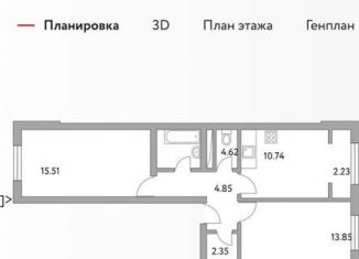 Продается двухкомнатная квартира, 54 м2, деревня Глухово, Романовская улица, 19, ЖК Новая Рига