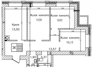Продаю 3-ком. квартиру, 65.5 м2, Новосибирск, ЖК На Шоссейной