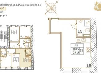 Продаю квартиру студию, 22.2 м2, Санкт-Петербург, Большая Разночинная улица, 9Б, Большая Разночинная улица