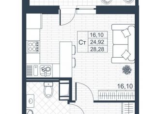 Продам квартиру студию, 28.3 м2, Коммунар, Ново-Антропшинская улица, 5к2