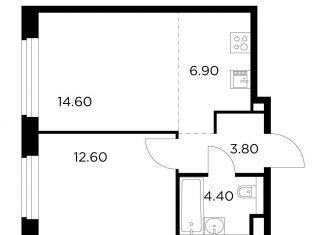 Продам 2-комнатную квартиру, 42.3 м2, Московская область