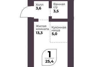 Продажа 1-комнатной квартиры, 25.4 м2, посёлок Терема