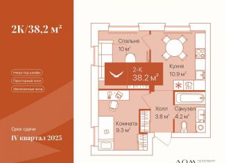 Продается 2-комнатная квартира, 38.2 м2, Тюмень, улица Республики, 204к7