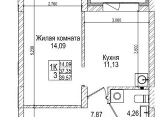 1-комнатная квартира на продажу, 40.1 м2, Новосибирск, Фабричная улица, 65/3, Железнодорожный район
