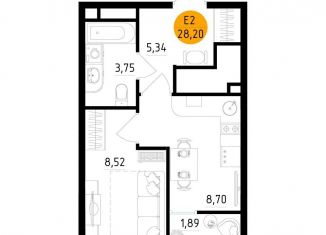 Продажа 1-ком. квартиры, 28.2 м2, Рязань