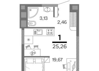 Продам однокомнатную квартиру, 25.3 м2, Рязанская область