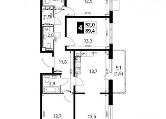 Продаю 4-ком. квартиру, 89.4 м2, Москва, станция Водники, Ленинградское шоссе, 228к4