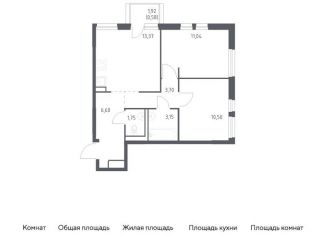 Продажа двухкомнатной квартиры, 50.7 м2, деревня Новосаратовка