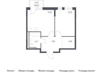 Продается 1-ком. квартира, 42.4 м2, деревня Новосаратовка