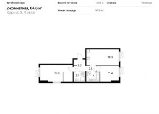 2-ком. квартира на продажу, 64.6 м2, Санкт-Петербург, метро Волковская