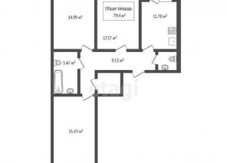 Продам 3-комнатную квартиру, 79.4 м2, Новосибирск, Большевистская улица, 128