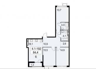 Продается 3-ком. квартира, 84.4 м2, Москва, район Южное Бутово