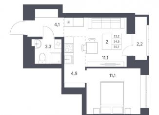 Продается однокомнатная квартира, 34.5 м2, Новосибирск, Заельцовский район, Красный проспект, 236