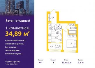 Продается однокомнатная квартира, 34.9 м2, Екатеринбург, улица Репина, 111, метро Геологическая