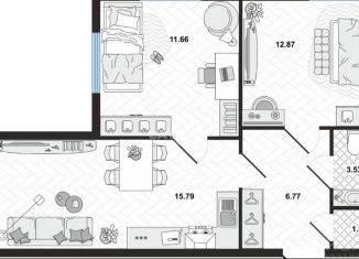 Продается 2-комнатная квартира, 52.9 м2, Санкт-Петербург, Старорусский проспект, 5к1