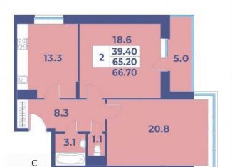 Продаю 2-комнатную квартиру, 66.7 м2, деревня Рогозинино, деревня Рогозинино, 5