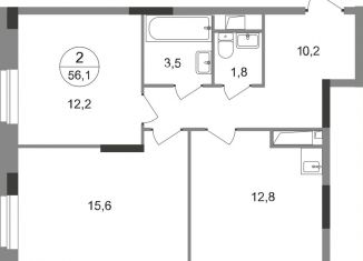 Продам двухкомнатную квартиру, 56.1 м2, Московский, ЖК Первый Московский