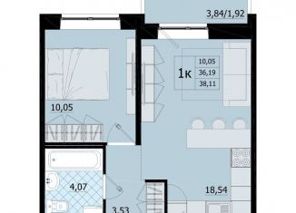 Продаю 1-ком. квартиру, 38.1 м2, Ленинградская область