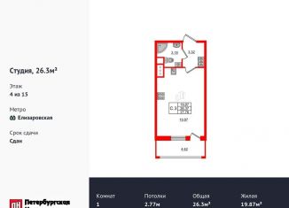 Продается квартира студия, 26.3 м2, Санкт-Петербург, Невский район, Дальневосточный проспект, 19к1