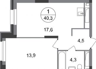 Продаю однокомнатную квартиру, 40.3 м2, Москва