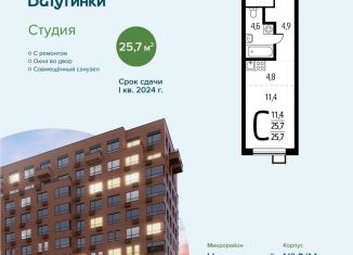 Продается квартира студия, 25.7 м2, Москва, микрорайон Центральный, к9/1.1