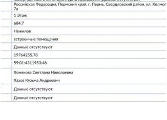 Продается торговая площадь, 684 м2, Пермь, Холмогорская улица, 7А, Свердловский район