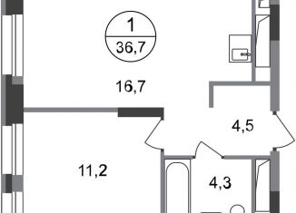 Продается 1-комнатная квартира, 36.7 м2, Москва