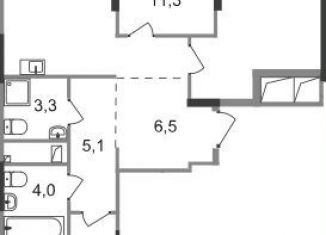 Продажа трехкомнатной квартиры, 82.9 м2, Московский, ЖК Первый Московский