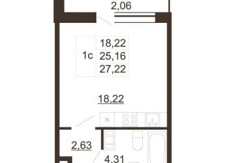 Квартира на продажу студия, 27.2 м2, Гатчина, улица Хохлова, 16