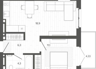 Продается 2-комнатная квартира, 41.9 м2, Барнаул, Центральный район, Змеиногорский тракт, 35Бк2