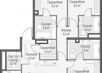 Продаю трехкомнатную квартиру, 164.2 м2, Москва