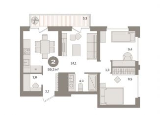 2-ком. квартира на продажу, 59.5 м2, Москва, метро Стахановская