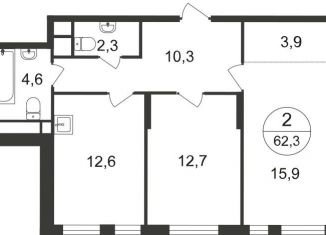 Продается 2-комнатная квартира, 62.3 м2, Москва, 7-я фаза, к2