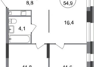 Продажа двухкомнатной квартиры, 54.9 м2, Московский, ЖК Первый Московский