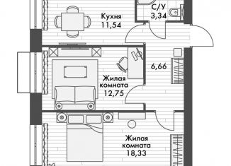 Продаю однокомнатную квартиру, 36.1 м2, поселок Октябрьский