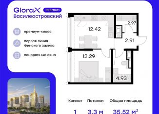 Продается 1-комнатная квартира, 35.5 м2, Санкт-Петербург, метро Приморская