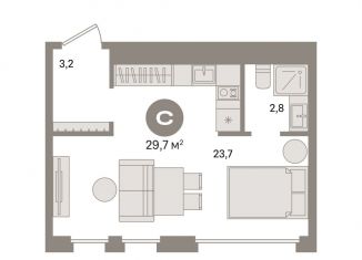 Квартира на продажу студия, 29.7 м2, Москва, метро Серпуховская, Дубининская улица, вл59к2