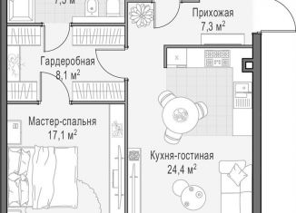 Продается 1-комнатная квартира, 67.1 м2, Москва, Пресненский район