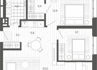 3-ком. квартира на продажу, 66.2 м2, Алтайский край, Змеиногорский тракт, 35Бк2