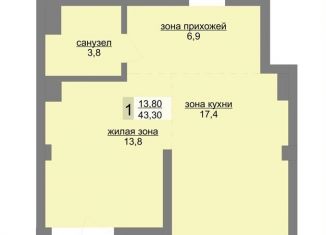 Продам 1-комнатную квартиру, 43.3 м2, Екатеринбург, метро Геологическая