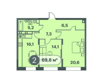 Продажа 2-комнатной квартиры, 69.8 м2, Красноярский край