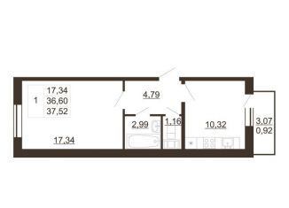 Продажа 1-ком. квартиры, 37.5 м2, Ленинградская область, улица Хохлова, 16