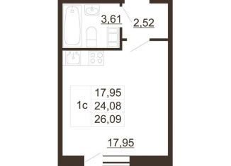 Продаю квартиру студию, 26.1 м2, Гатчина, улица Хохлова, 16